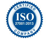 Blue and white circular badge with the text "CERTIFIED COMPANY" around the outer edge and "ISO 27001:2013" in the center, providing assurance of top-tier standards.